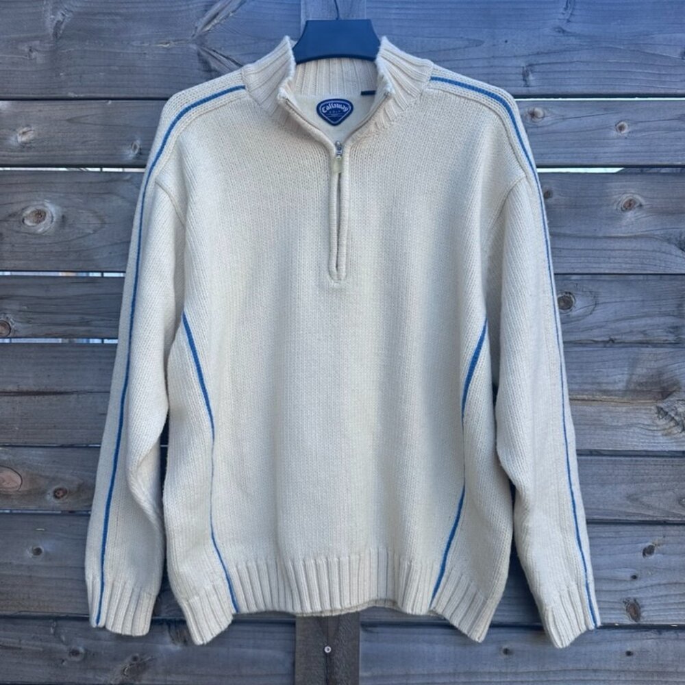 RARE Callaway Golf Sport Quarter Zip Knit Chunky Sweater - XXL